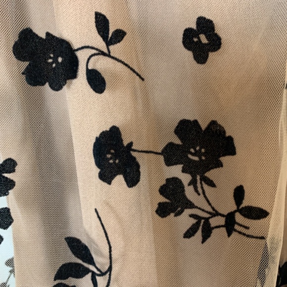 Burnout Velvet Layered Mesh Midi Skirt M Caramel Brown Black Floral Fairy Core - Picture 4 of 12